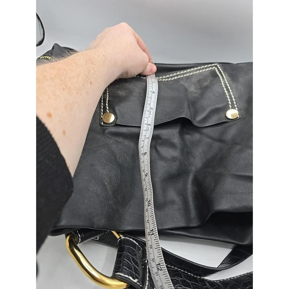 Zara Trafaluc Black Leather Shoulder Tote Satchel Hand Bag Purse‎ 11